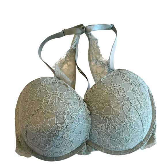 Victoria's Secret Very Sexy Push Up Sz 32DDD Front Clip Bra Lace back Sage Green - Picture 1 of 9
